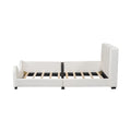 Twin Size Upholstered Platform Bed With Guardrail, White Box Spring Not Required Twin White Wood Faux Leather Upholstered