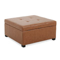Carlsbad Pu Storage Ottoman Tan Wood Pu