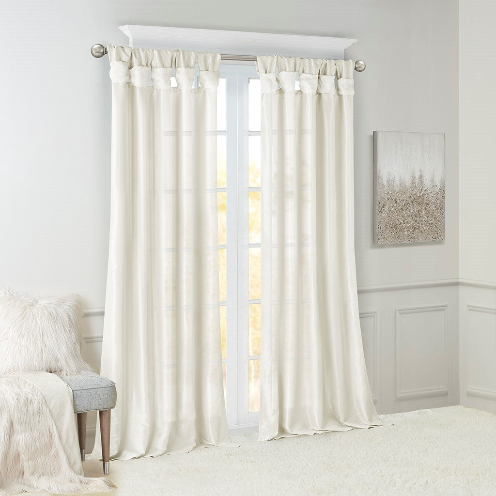 Twist Tab Lined Window Curtain Panel Only 1 Pc Panel White Polyester