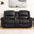 Marco Power Zero Gravity Reclining Loveseat With Console Black Memory Foam Genuine Leather