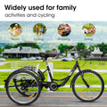 Adult Tricycles 7 Speed, Adult Trikes 24 Inch 3 Wheel Bikes, Three Wheeled Bicycles Cruise Trike With Shopping Basket For Seniors, Women, Men Black Carbon Steel