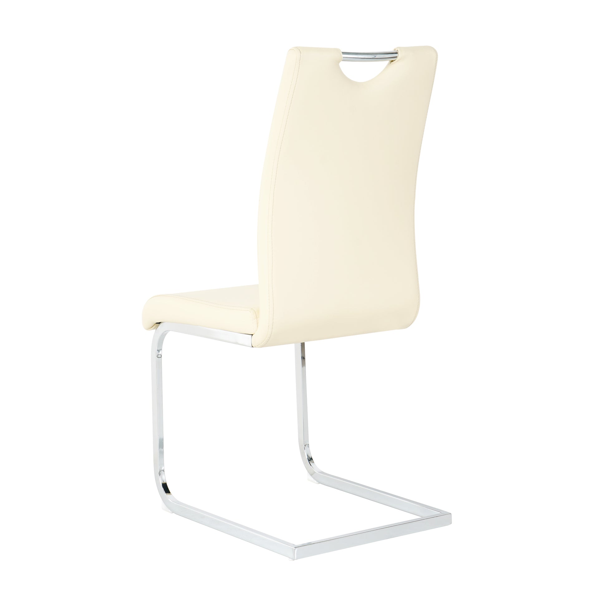 Modern Pu Dining Chair Living Room Chair Upholstered Chair, Electroplated Metal Legs Design, Kitchen, Living Room, Bedroom, Dining Room Side Chair Set Of 2 Light Yellow Metal