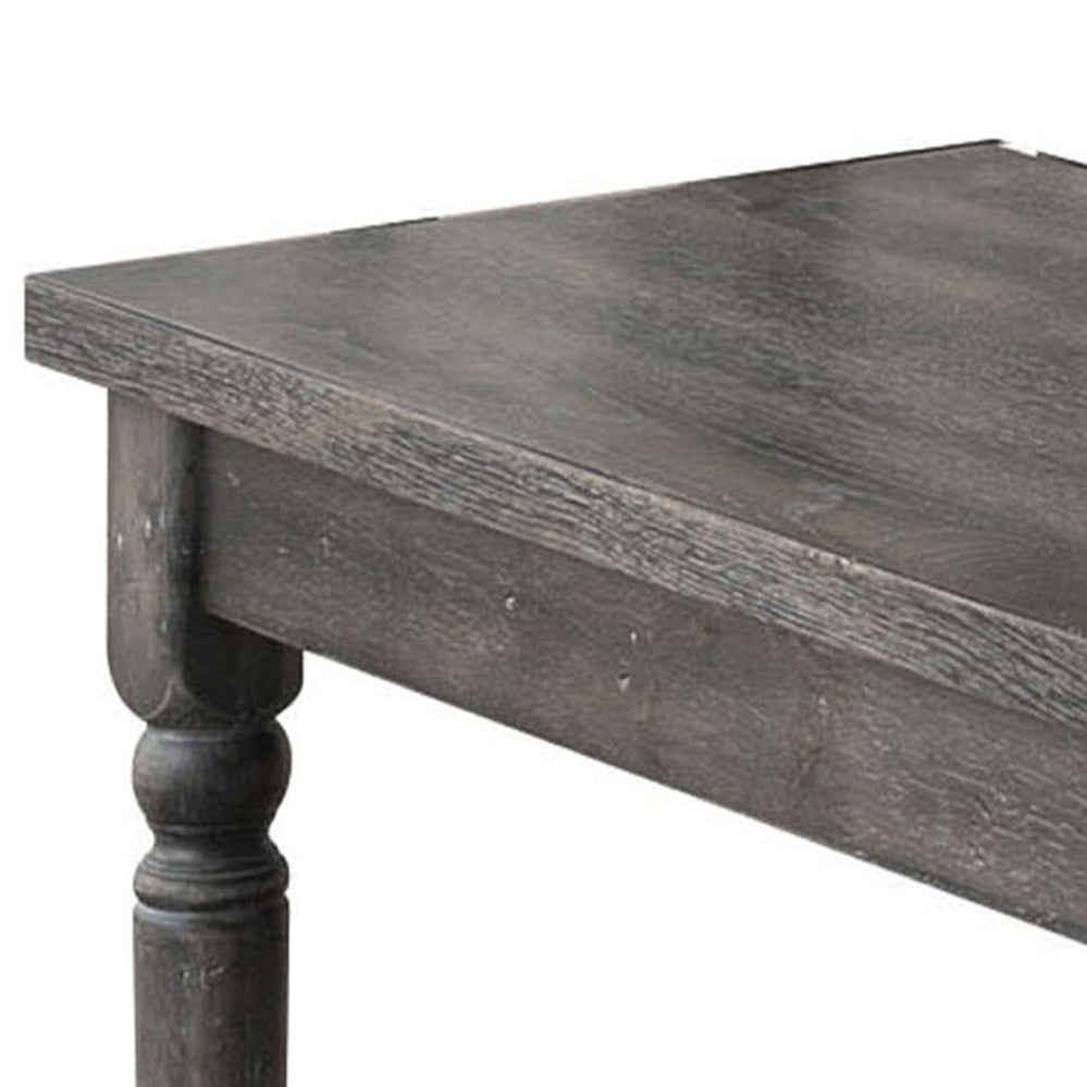 Weathered Grey Dining Bench With Turned Legs Grey Gray Dining Room Farmhouse Rubberwood Wood