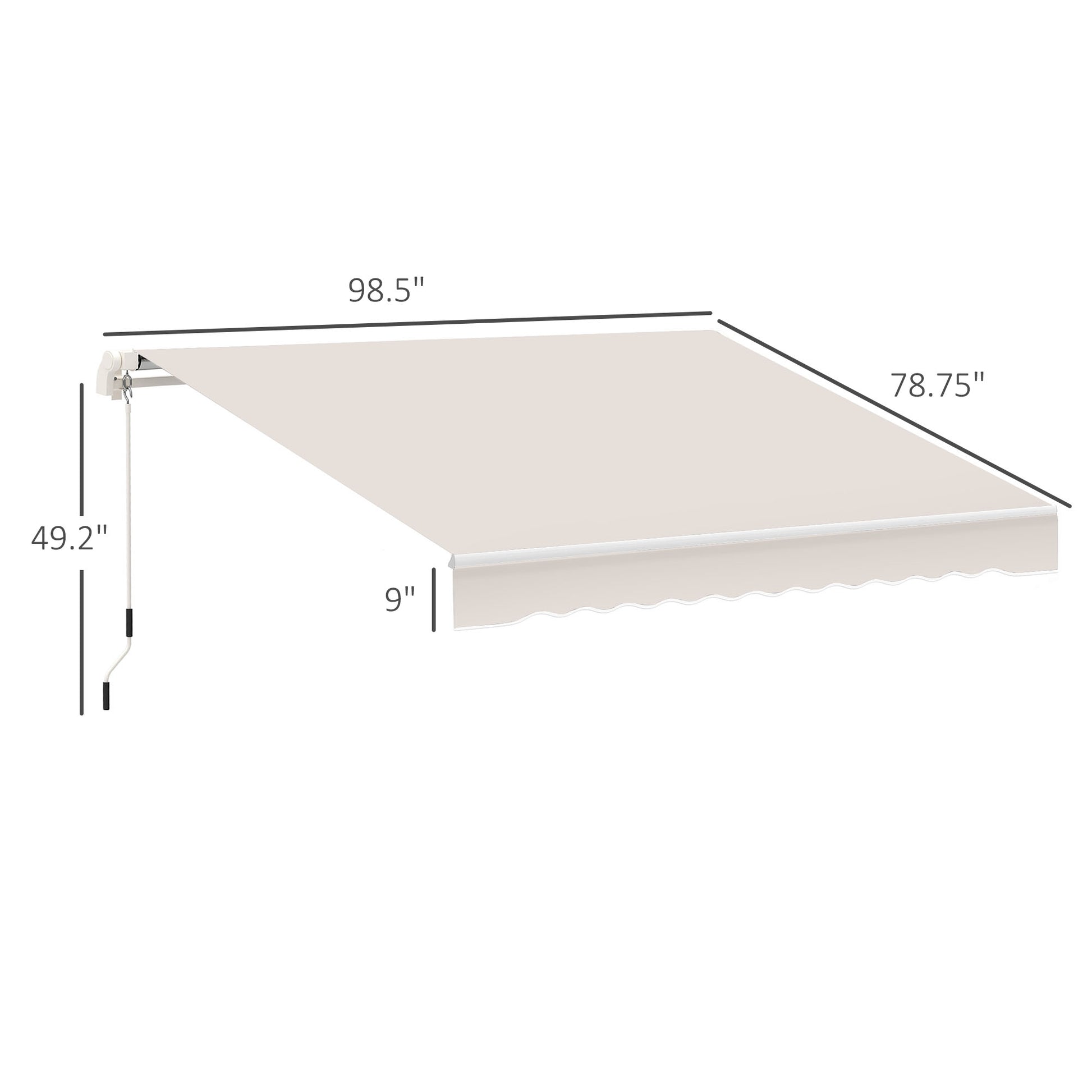 Outsunny 8' X 7' Patio Retractable Awning, Manual Exterior Sun Shade Deck Window Cover, Beige Beige Aluminum