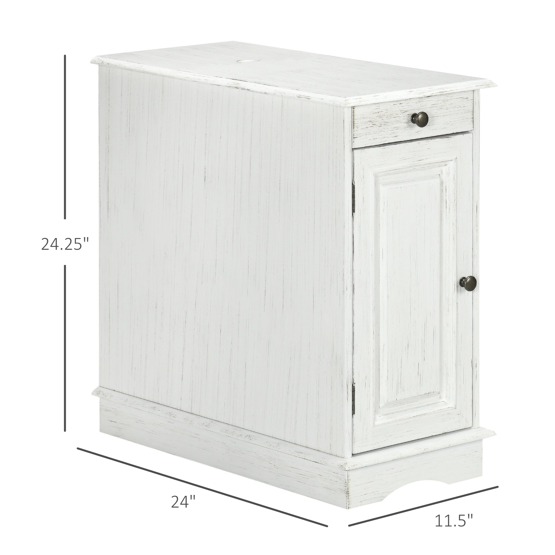 Homcom Side Table With Flip Top, Accent End Table With Storage Drawer For Living Room, White White Mdf