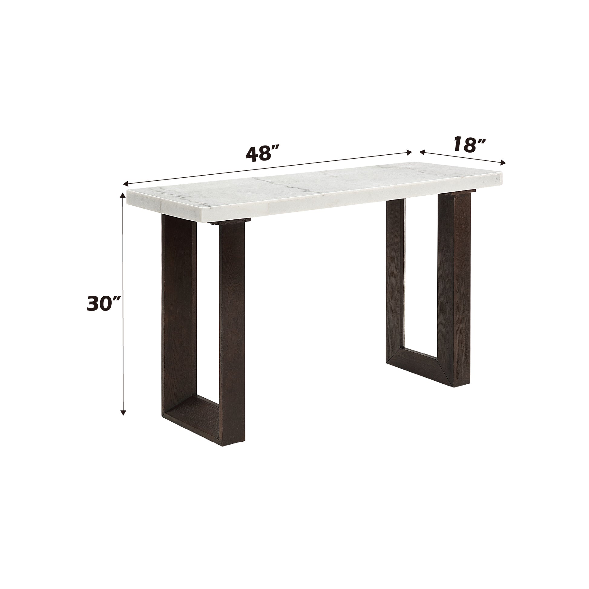 Edwyn Sofa Table W Marble Top, Natural Marble Top & Espresso Finish Lv03207 White Wood