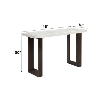 Edwyn Sofa Table W Marble Top, Natural Marble Top & Espresso Finish Lv03207 White Wood