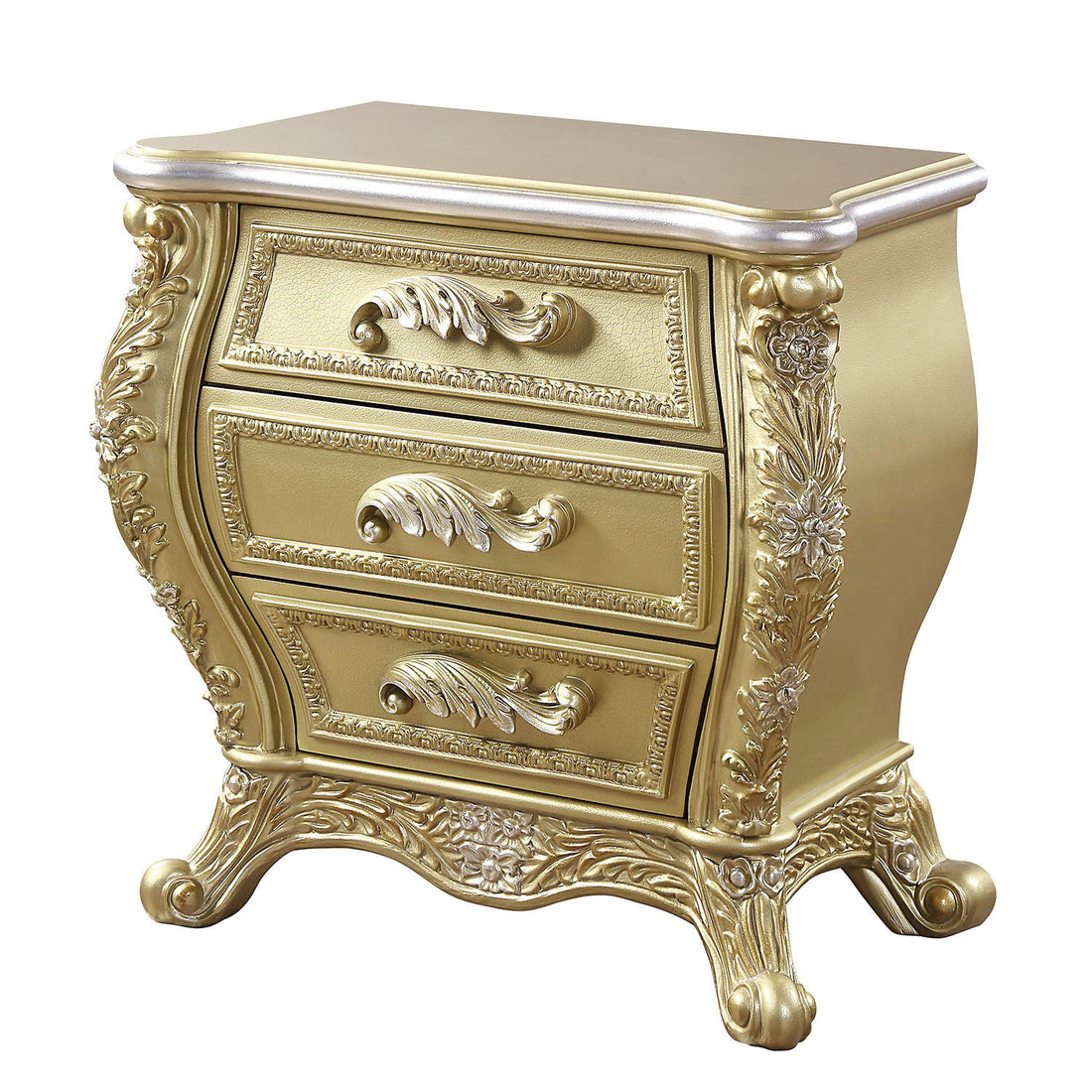 Gold 3 Drawer Nightstand Gold 3 Drawers Bedroom Rectangle Felt Lined Drawers Wood Plastic