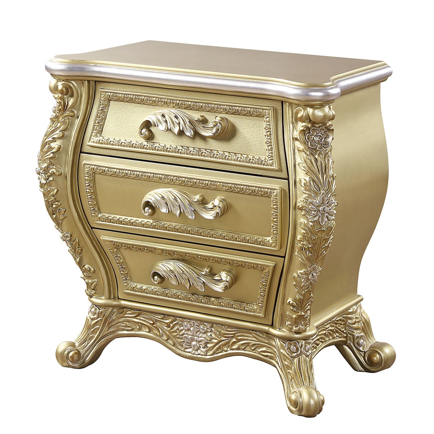 Gold 3 Drawer Nightstand Gold 3 Drawers Bedroom Rectangle Felt Lined Drawers Wood Plastic