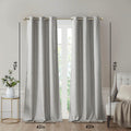 Tonal Printed Faux Silk Total Blackout Curtain Panel Pair 2 Pcs Window Panels Grey Polyester