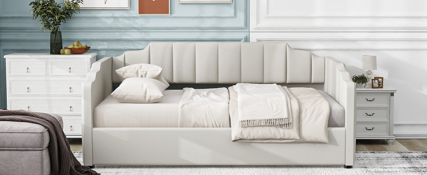 Upholstered Daybed With Underneath Storage,Full Size, White Full White Upholstered