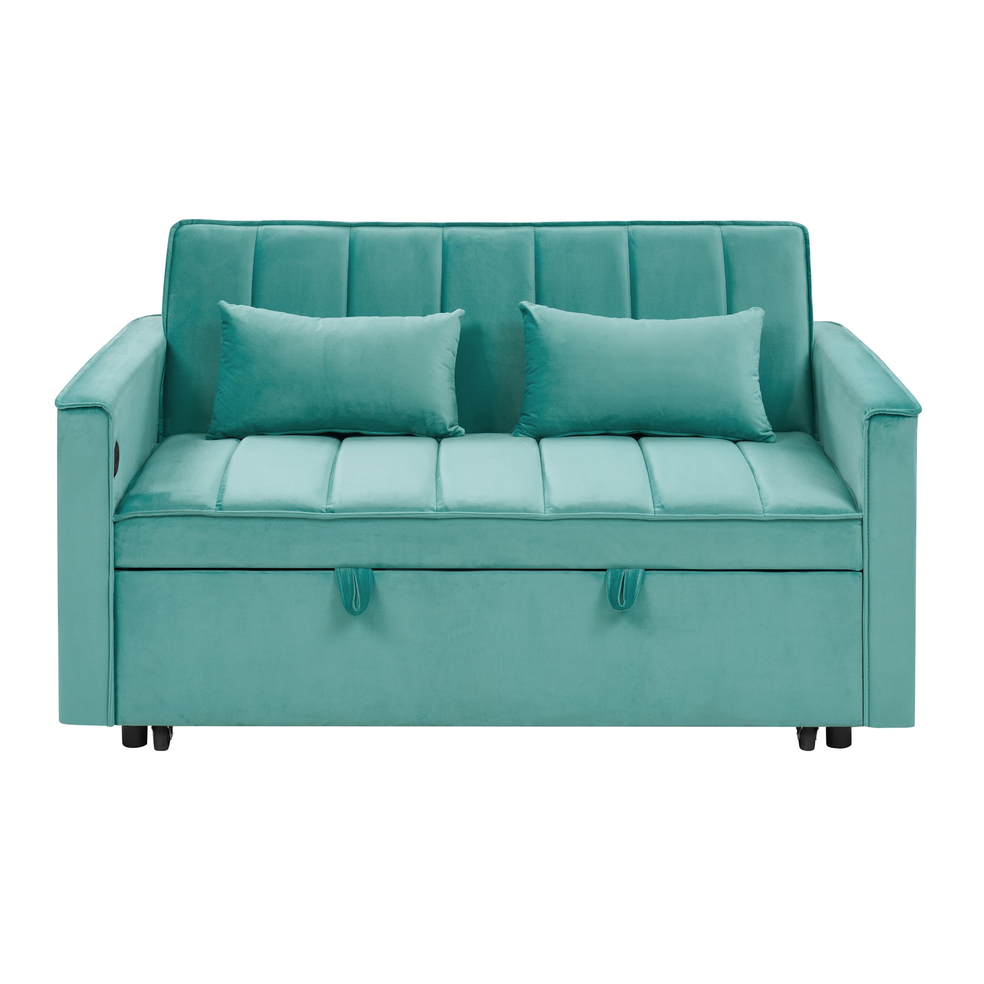 54.33 Inch Versatile Foldable Sofa Bed In 3 Lengths, Modern Sofa Sofa Sofa Velvet Pull Out Bed, Adjustable Back Green Antique Blue Green Velvet Wood Primary Living Space Medium Soft Cushion Back