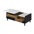 White And Walnut Coffee Table With Lift Top White Black Primary Living Space Modern Rectangular Wood Plastic