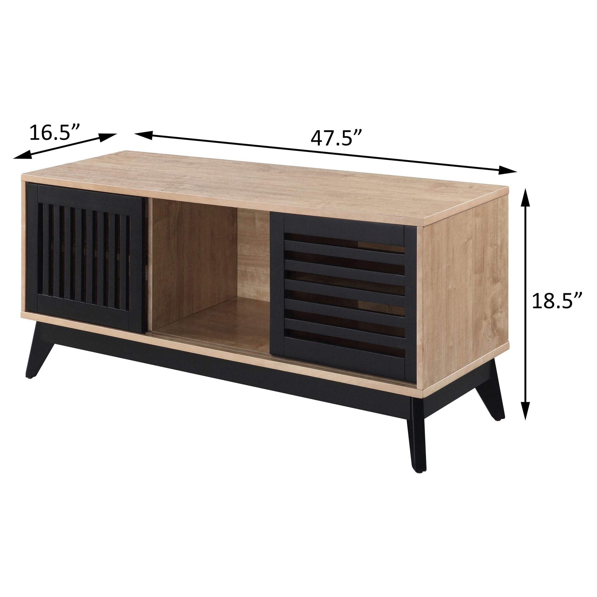 Oak And Espresso Tv Stand With Open Shelving Oak Primary Living Space 50 59 Inches Modern Poplar Wood Paper