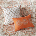 6 Piece Reversible Quilt Set With Throw Pillows Orange Full Queen Orange Cotton