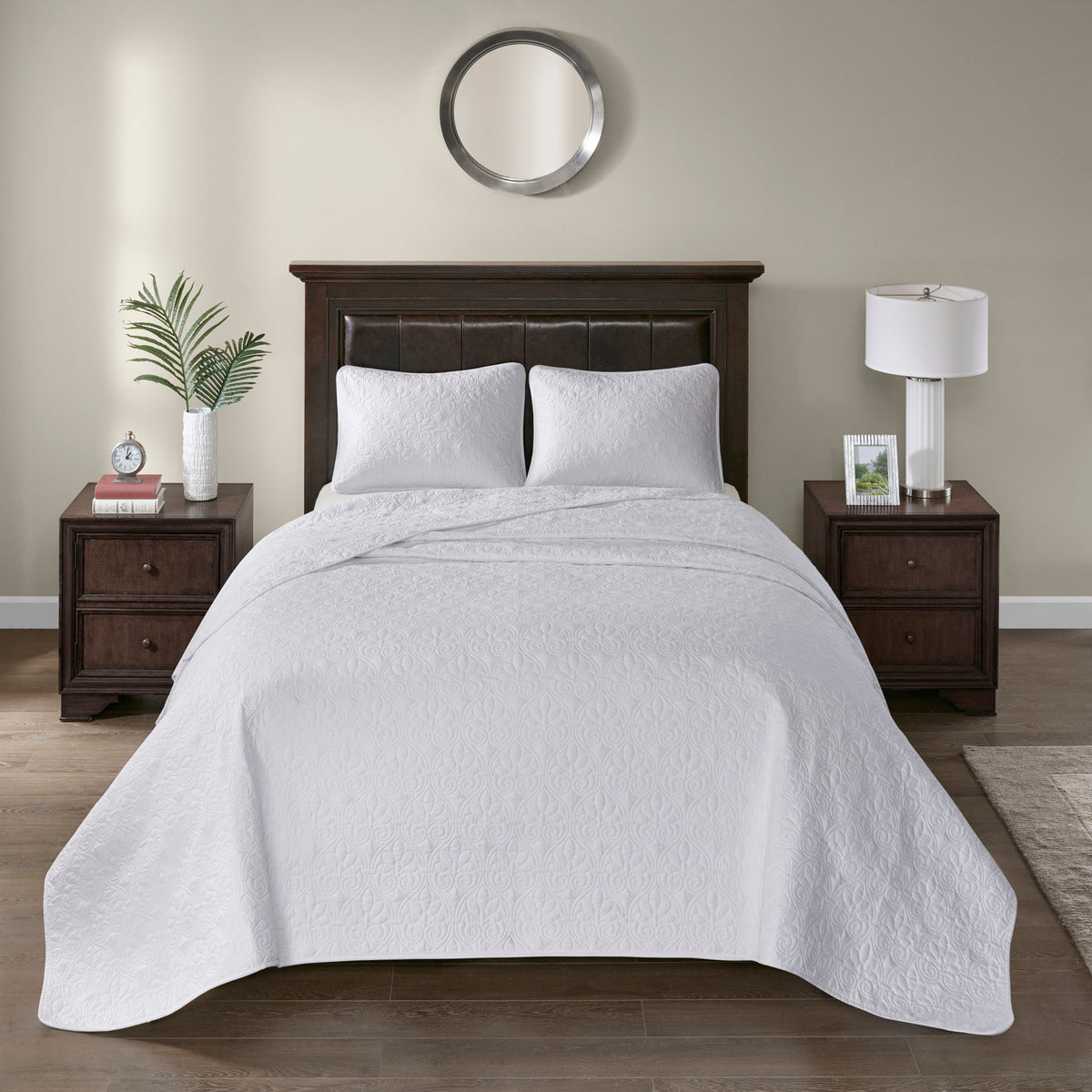 Reversible Bedspread Set White Full White Cotton