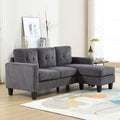 Velvet Sectional Couchl Shaped Sofa With Ottoman For Small Apartment Dark Gray Velvet 3 Seat