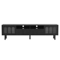 Cream Style Tv Stand And Coffee Table Set Of 2, Led Light Strip Tv Stand For Tvs Up To 80'', Cloud Top Coffee Table With 2 Brake Wheels For Living Room, Black Black 80 89 Inches Particle Board