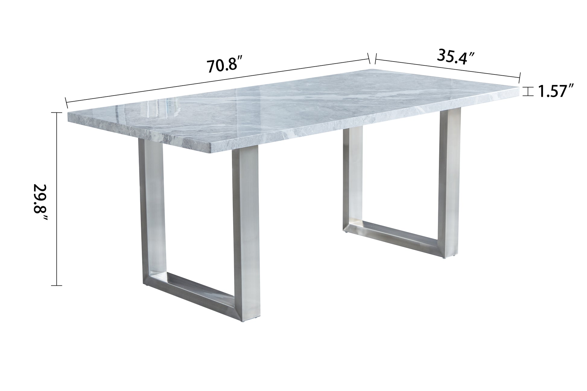 Elegant Luxurious Faux Marble Mdf Dinning Table For 6 Or 8, Rectangular 70.9"L*35.4"W*29.8"H, Thick And Solid Stainless Steel Legs Durable, Easy To Assemble For Kitchen Living Room Meeting, Grey White Gray Seats 6 Ergonomic Kitchen