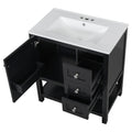 30Inch Transitional Style Bathroom Vanity Cabinet Combo With Ceramic Sink,Soft Close Door Black Bathroom Solid Wood Mdf