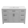 Solid Wood 48 Inch Bathroom Vanity With Single Sink Combo, Modern Vanity Cabinet With 2 Soft Closing Doors & 6 Full Extension Dovetail Drawers Light Grey 4 Light Grey 2 2 48 In & Above 32 To 35 In Soft Close Doors Bathroom Freestanding Luxury,Modern 20