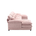 United We Win Modern Large Chenille Fabric U Shape Sectional Sofa Pink Chenille