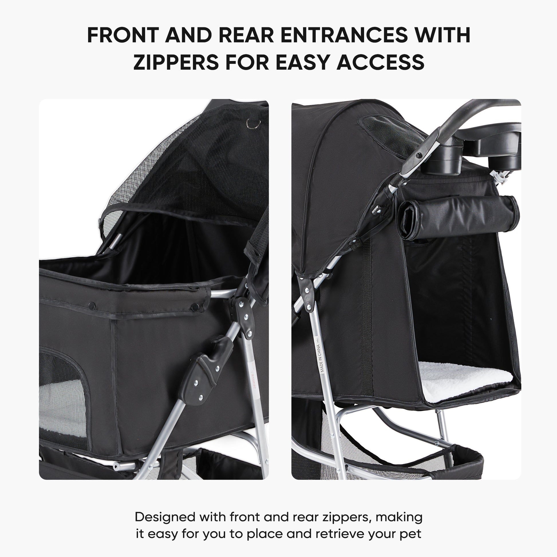 Pet Stroller For Dogs And Cats Foldable,Lightweight, And Durable Ideal For Small To Medium Pets Includes Storage Basket Black Abs