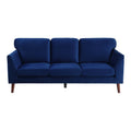 Modern Contemporary Living Room 1Pc Sofa Blue Velvet Upholstery Dark Brown Legs Solid Wood Furniture Blue Velvet Wood Primary Living Space Modern Solid Wood 3 Seat