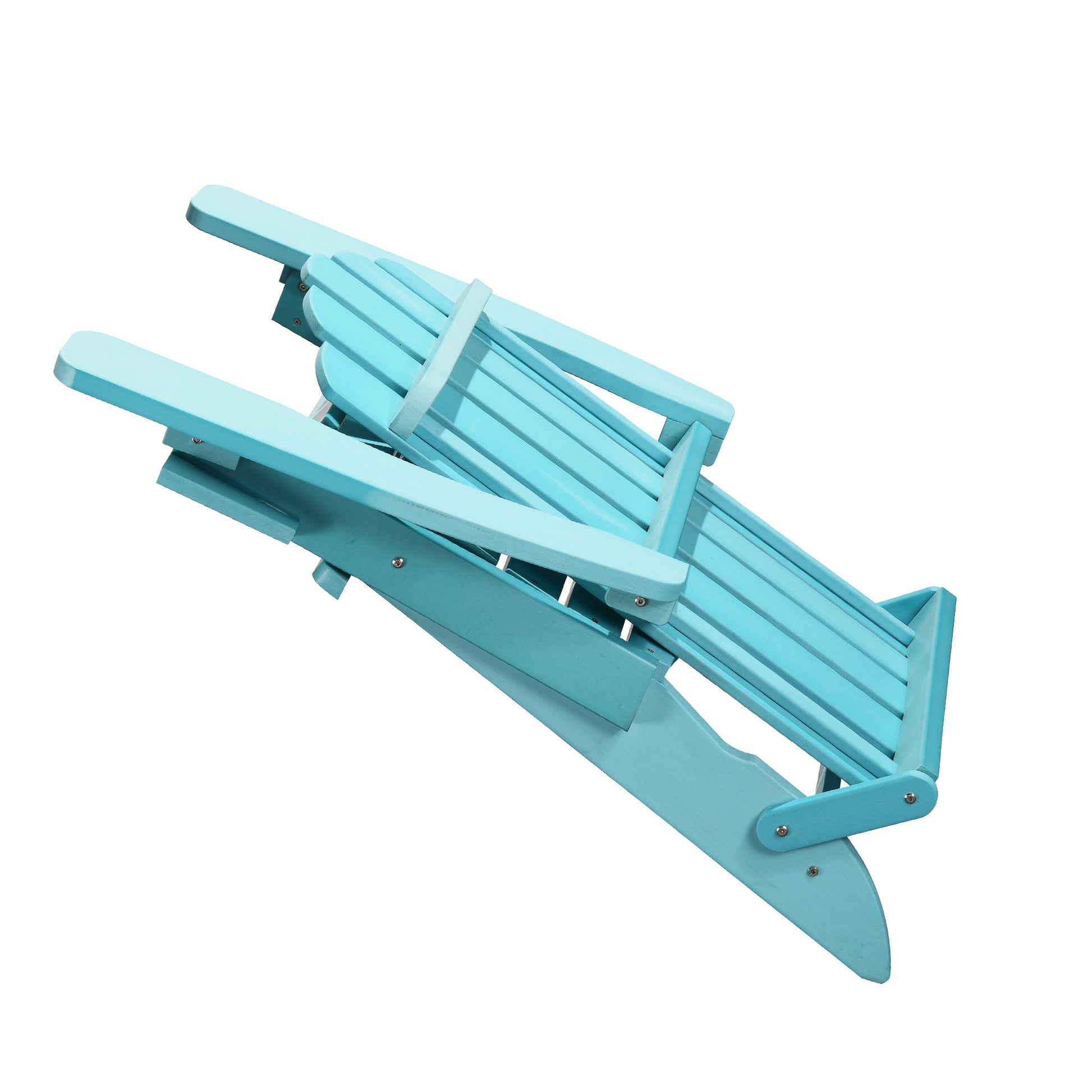 Hips Folding Adirondack Chair, Ultra Durable Weather Resistant Design, Real Wood Look, Easy Folding With No Pins Needed, 300 Lb Capacity, Blue Aqua Blue Plastic