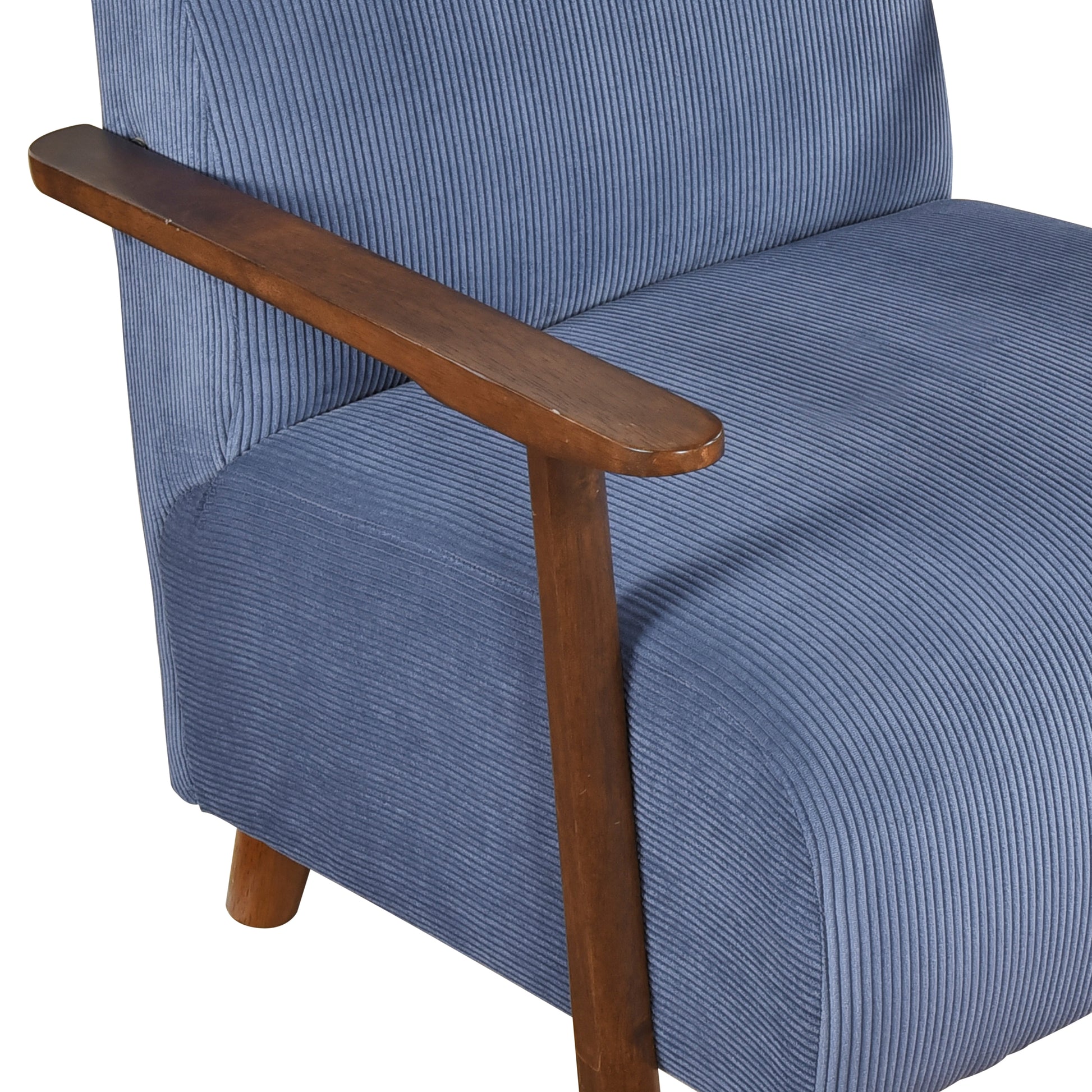 Modern Design 1Pc Accent Chair Blue Corduroy Seat Cushions Solid Wood Living Room Furniture Blue Primary Living Space Contemporary,Modern Plywood,Solid Wood