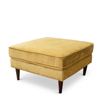 Amber Square Upholstered Ottoman Yellow Velvet Yellow Brown Velvet Wood Backless Solid Yellow Mid Century Modern Foam Tufted Solid Wood,Velvet