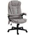 Homcom 6 Point Vibrating Massage Office Chair With Heat, Microfiber High Back Executive Office Chair With Reclining Backrest, Padded Armrests And Remote, Gray Grey Polyester