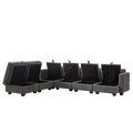 113.5'' Modular Sectiona Corduroy Sofa, Sectional Couches For Living Room U Shaped Sectional Couch With Storage Ottoman, 6 Seats Convertible Sectionals With Chaise Dark Gray Corduroy 6 Seat