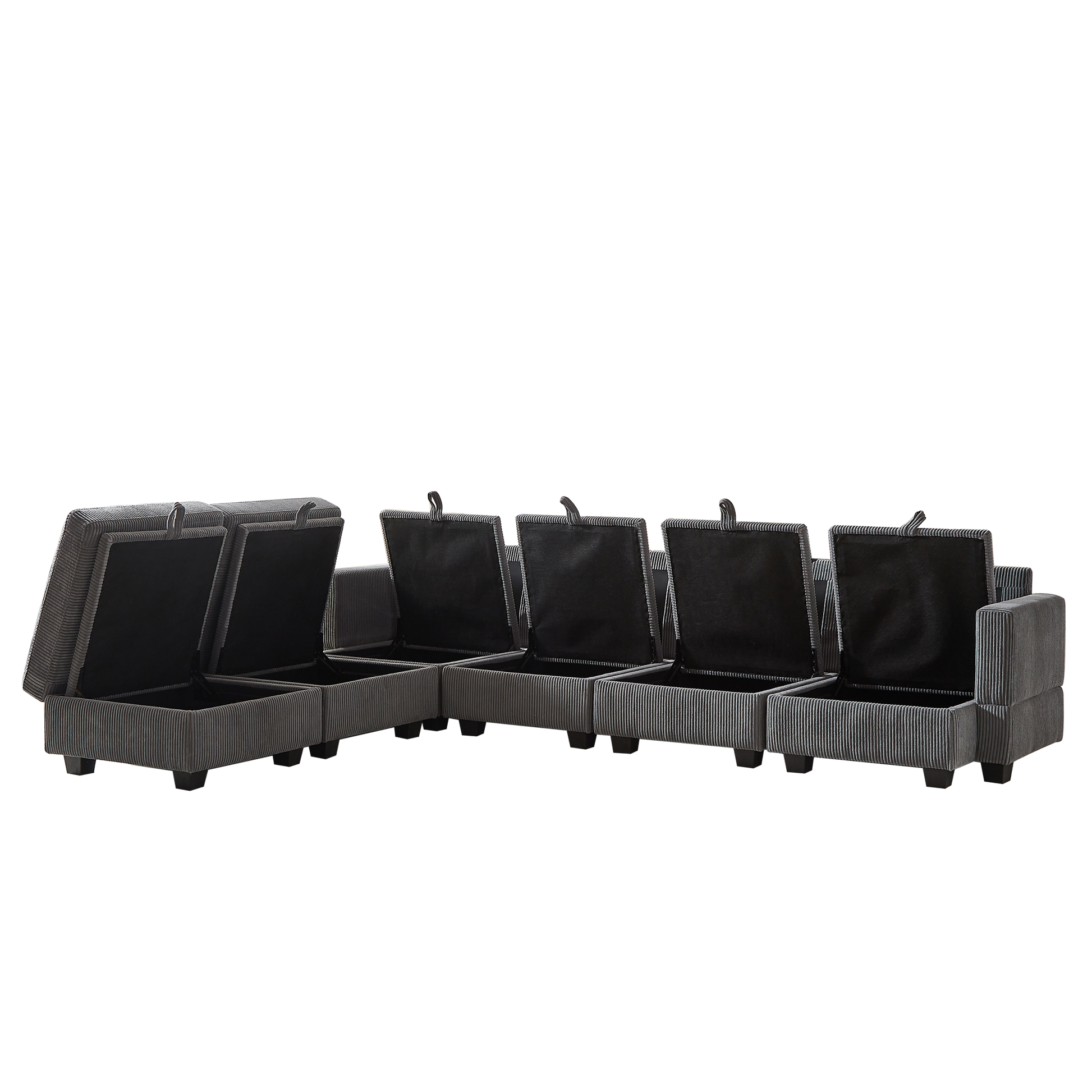 113.5'' Modular Sectiona Corduroy Sofa, Sectional Couches For Living Room U Shaped Sectional Couch With Storage Ottoman, 6 Seats Convertible Sectionals With Chaise Dark Gray Corduroy 6 Seat