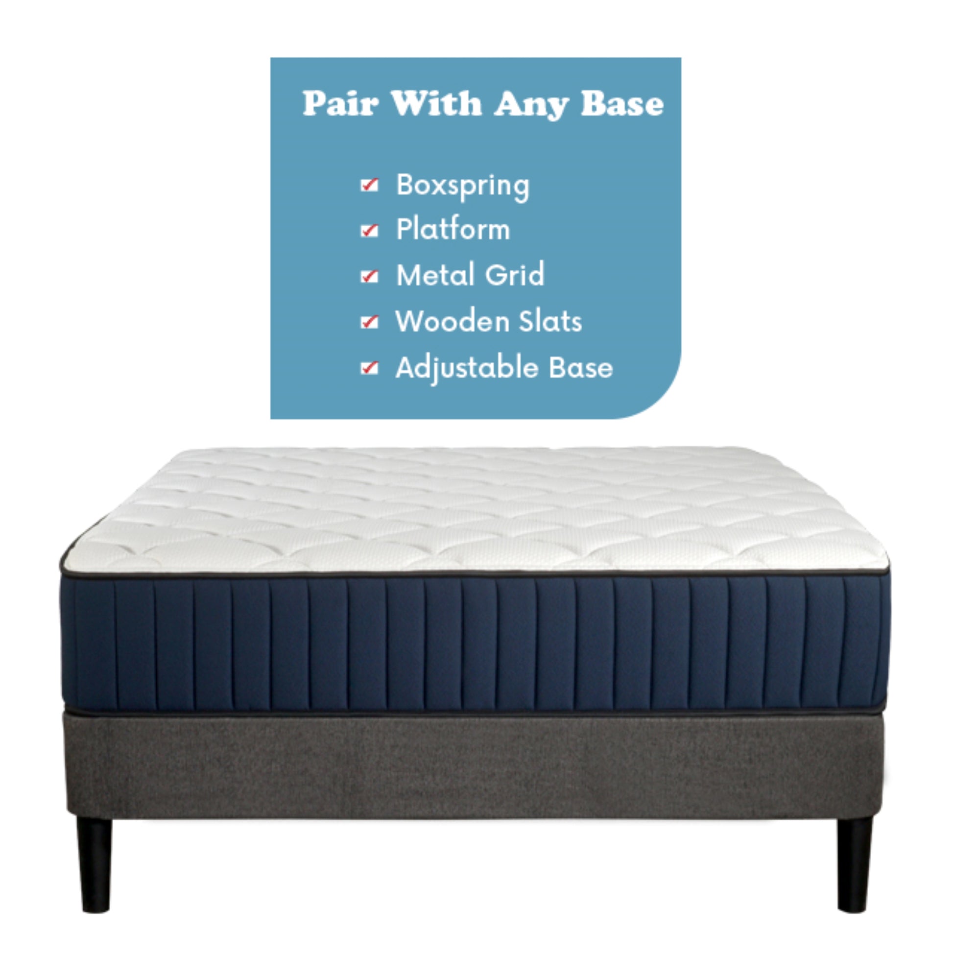 Twin Xl Size Serenity 12" Medium Tight Top Cooling Gel Memory Edge Support Pocket Spring Premium Hybrid Mattress White Black Blue Polyester Foam Spring Twin Xl