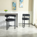 Coolmore Bar Stools Set Of 1, Modern Bar Stool With Back, Black Metal Frames, Upholstered Bar Stools For Kitchen Island, Pub, Club Black Chenille Black Primary Living Space Foam Chenille