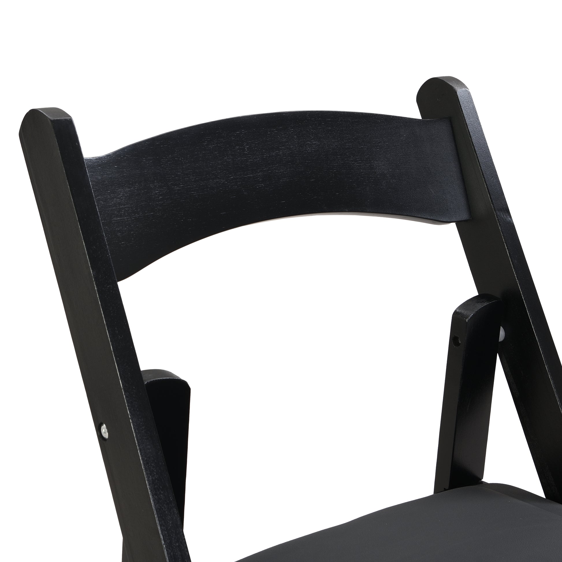 Upholstered Folding Chair, Space Saving,Easy To Carry, 4Pcs,Black Cushion Black Shelf,Dining Room Black Solid Wood