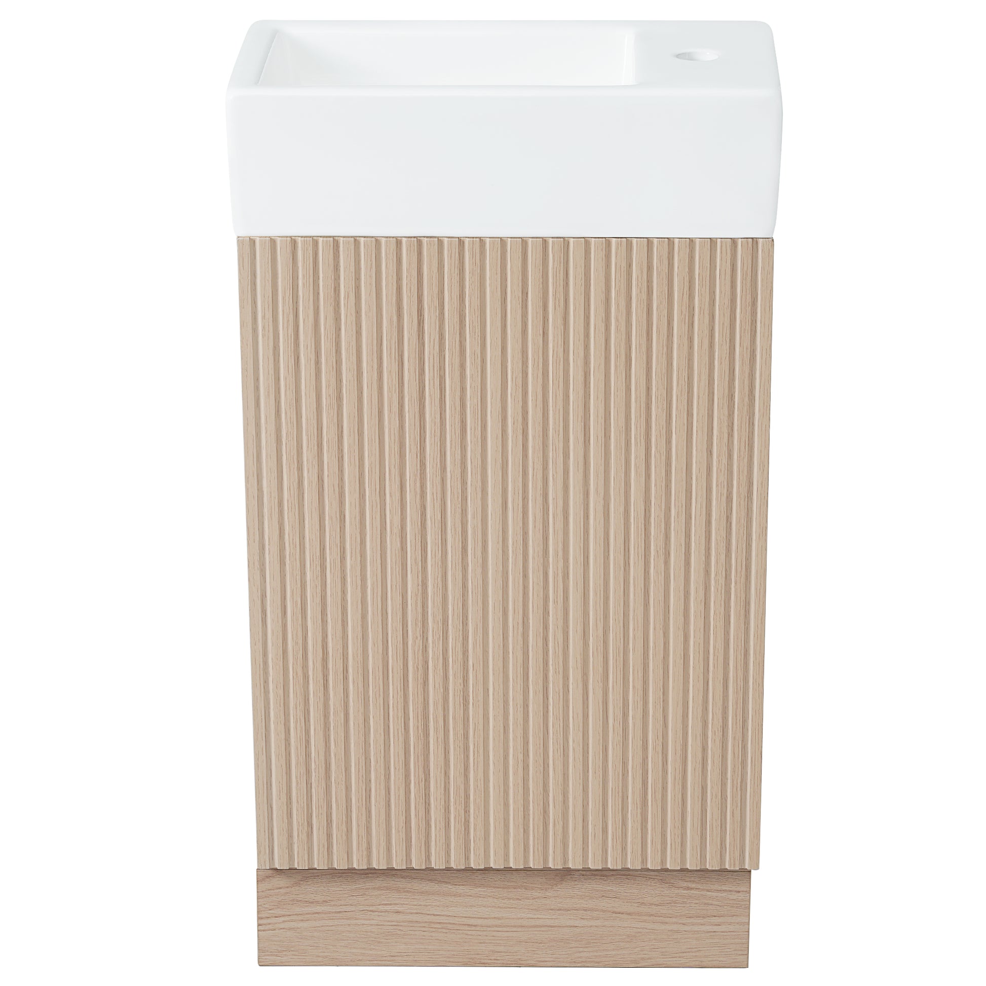 18.6" Bathroom Vanity With Sink, Bathroom Vanity Cabinet With Two Tier Shelf, Left Or Right Orientation, Natural Natural Mdf
