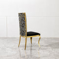 Dining Chair Black Velvet With Unique Design Backrest Set Of 2,Mirror Gold Stainless Steel Legs Gold Sponge Wipe Clean Modern Dining Chairs Stainless Steel