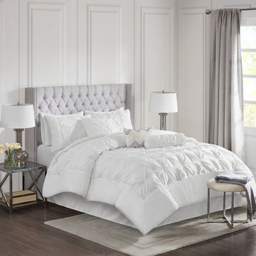 7 Piece Tufted Comforter Set White Cal King California King White Polyester
