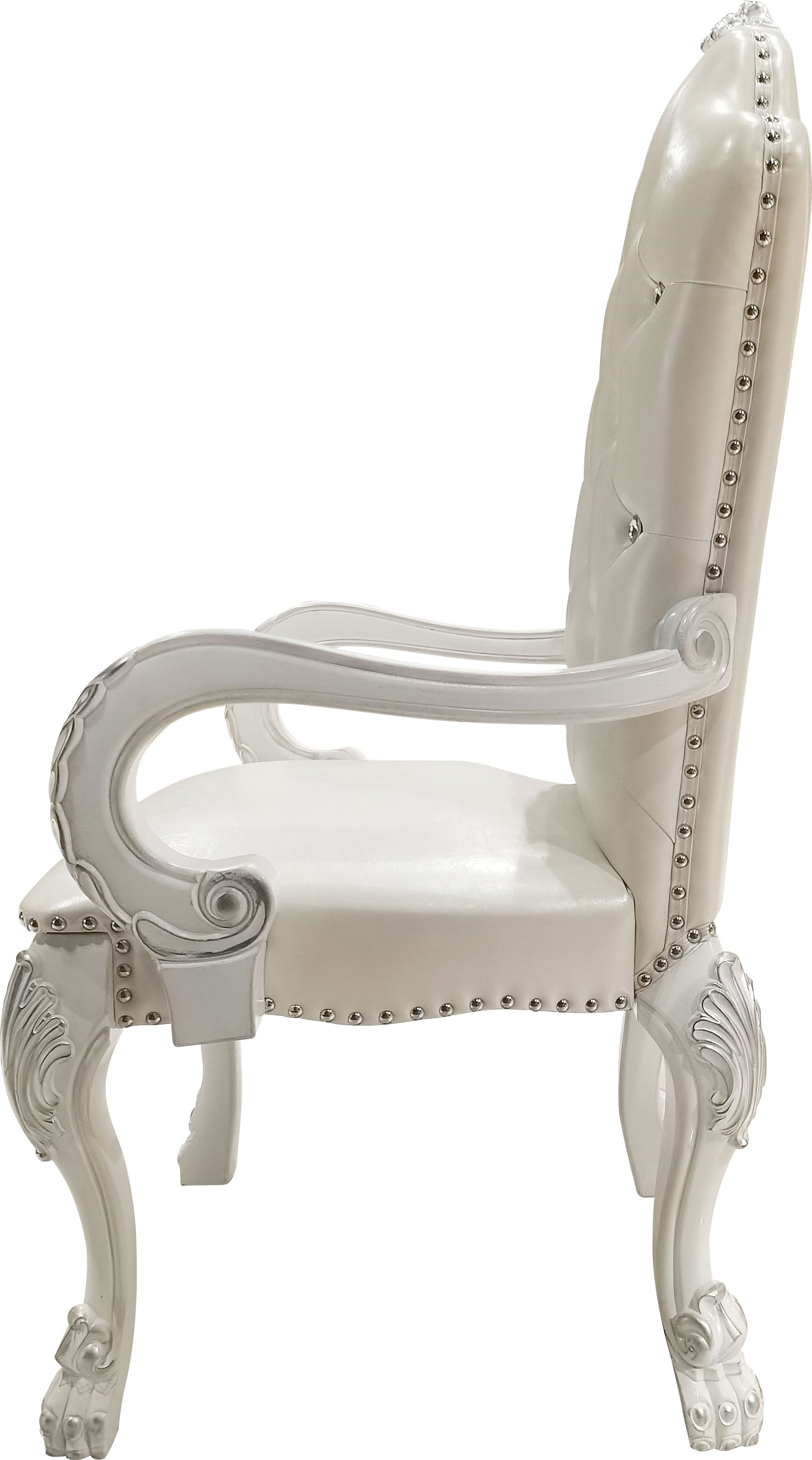 Ivory And Bone White Arm Chair With Button Tufted Set Of 2 Solid Ivory White Dining Room Traditional Arm Chair Tufted Back Set Of 2 Faux Leather