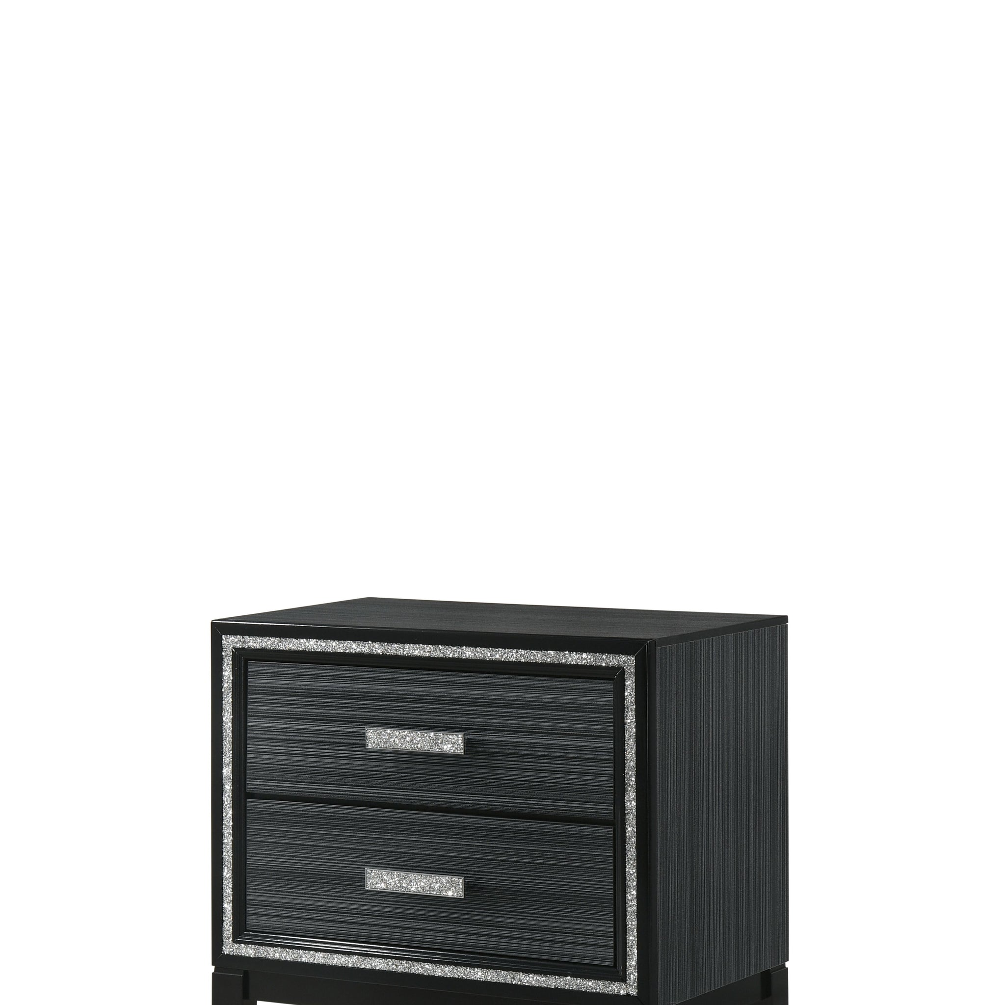 Haiden Weathered Black Finish Nightstand Black Synthetic Wood