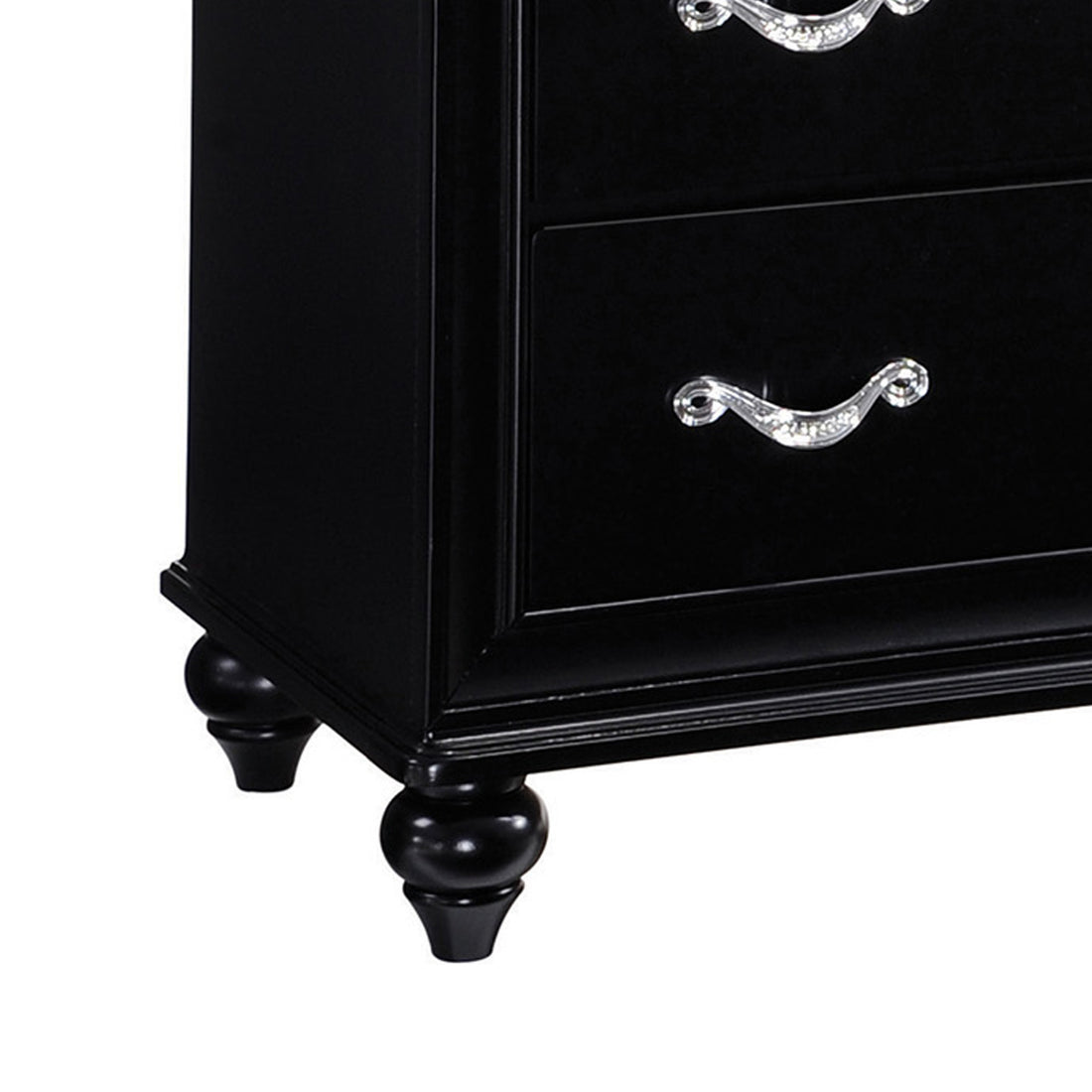 Wooden 5 Drawer Chest, Black Black Wood