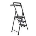 3 Step Ladder Folding Step Stool Ladders For Home Lightweight 300Lbs Capacity Step Ladder Suitable For Home And Office Amber Graphite,Black Metal