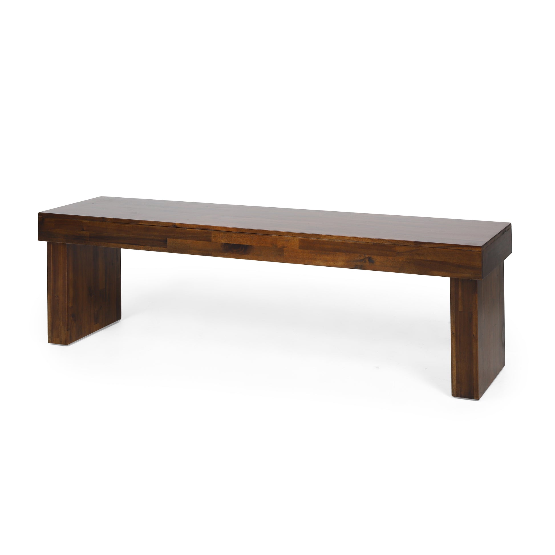 Indoor Solid Wood Bench Set Of 2 Brown Acacia Wood