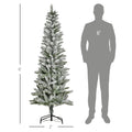 Homcom 6Ft Unlit Snow Flocked Slim Pine Artificial Christmas Tree With Realistic Branches And 394 Tips Green Plastic