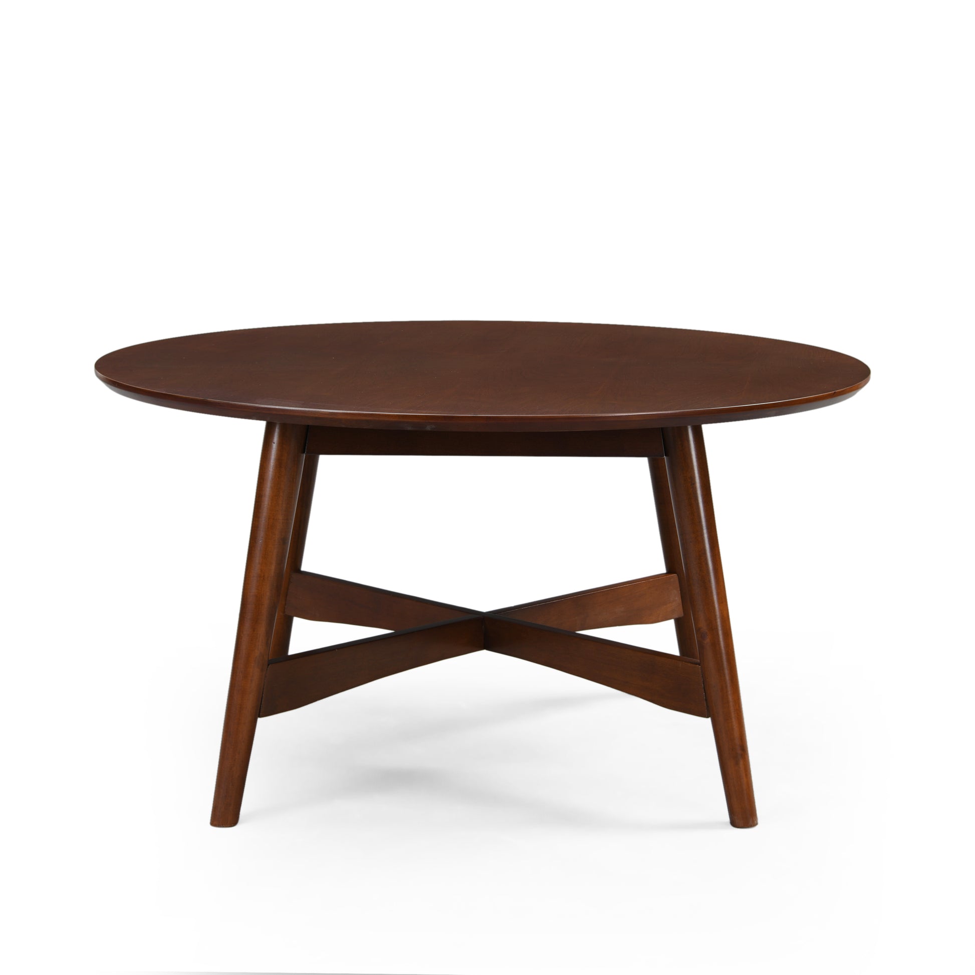 Round Coffee Table With X Cross Base Walnut Primary Living Space Chinese,Classic,Contemporary Coffee & End Tables Round Solid Wood Mdf