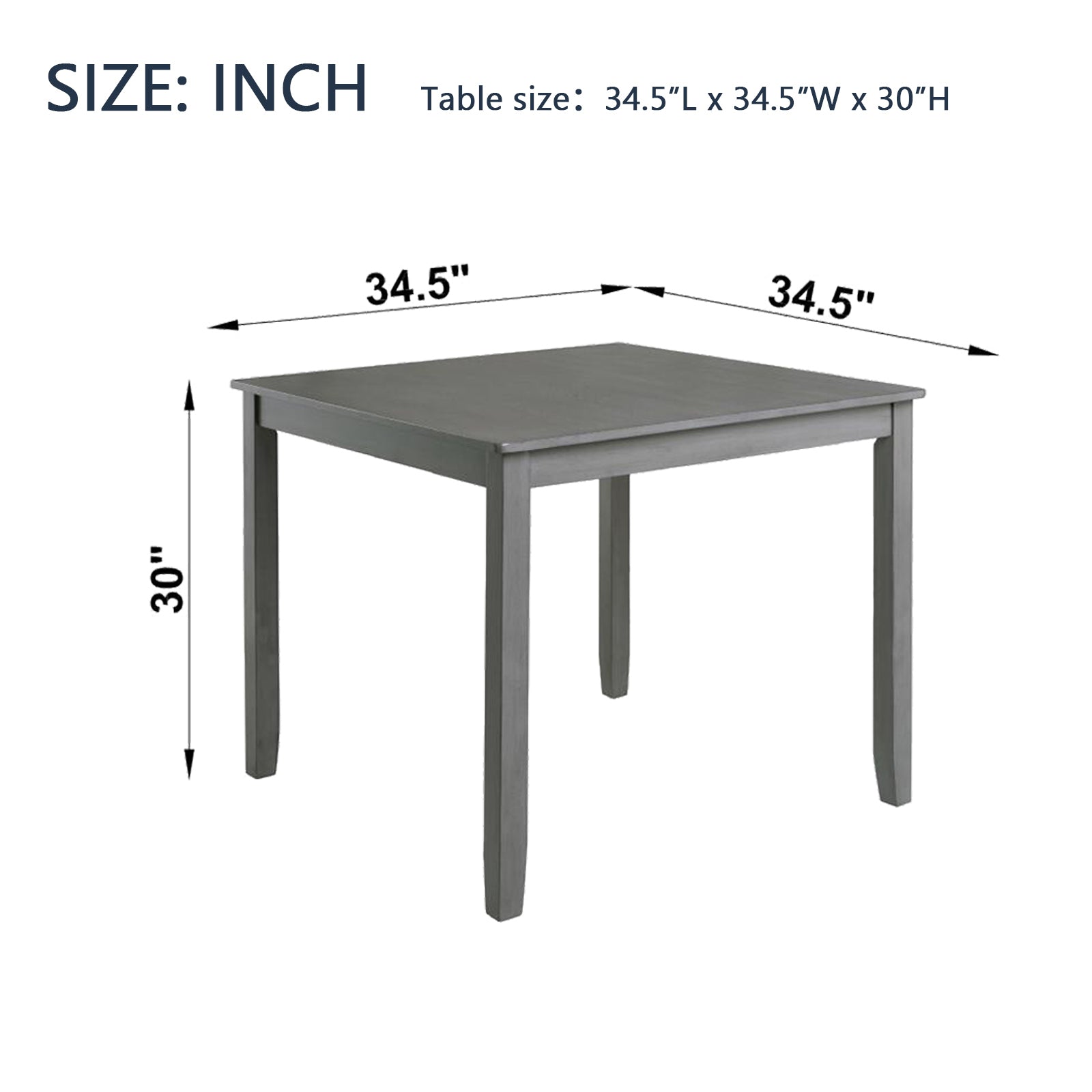 Wooden Dining Square Table, Kitchen Table For Small Space, 4 Person Dining Table, Grayonly The Table Gray Seats 4 Gray Dining Room Acacia Square Acacia Wood