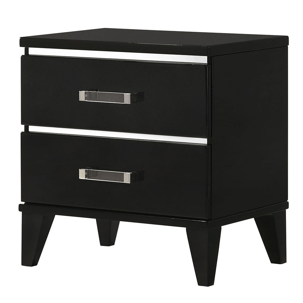 Black 2 Drawer Nightstand Black 2 Drawers Bedroom Rectangle Contemporary Rubberwood Drawers Black Wood Plastic