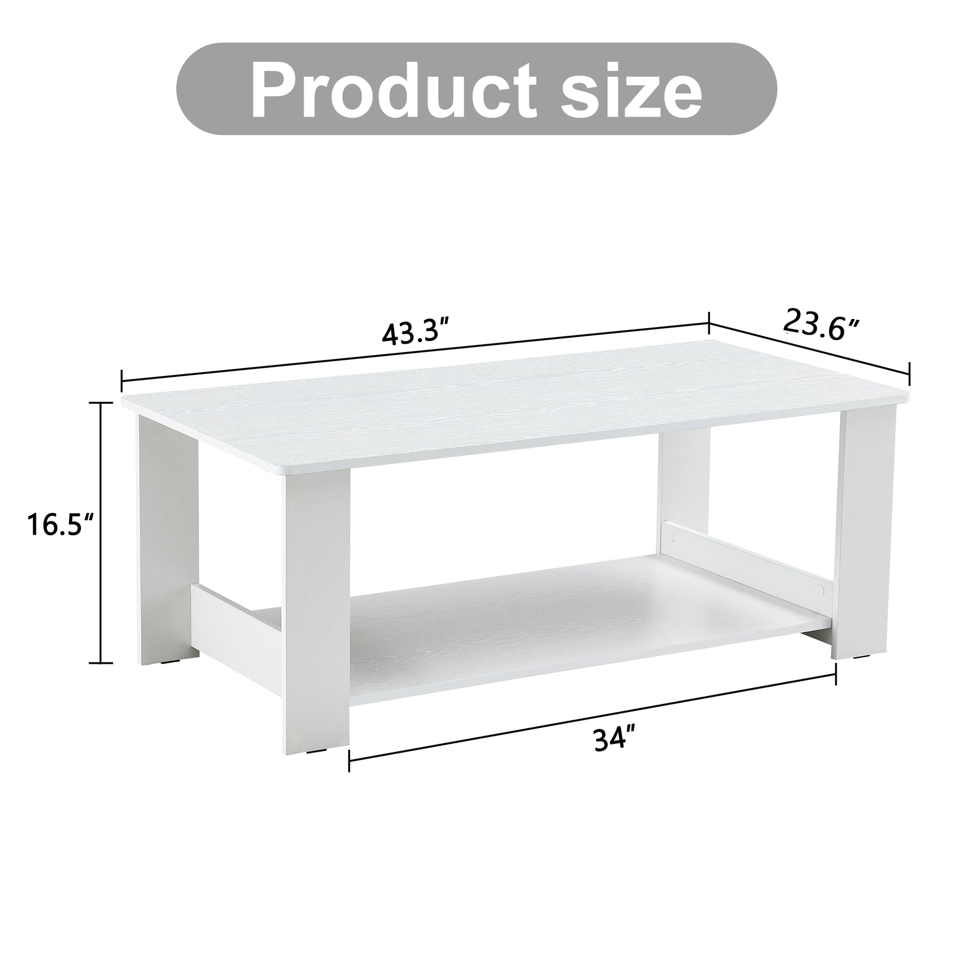 A Modern And Practical White Coffee Table. The Double Layered Coffee Table Is Made Of Mdf Material,. Suitable For Living Room, Bedroom, And Study.Ct 16 White Mdf